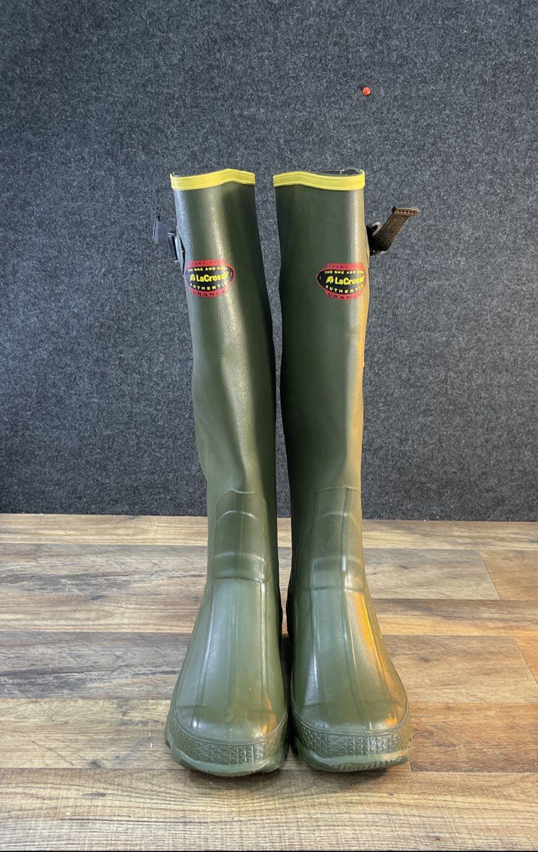 LaCrosse Grange Rubber Hunting Boots 18" Men's Size 6 OD Green Cleated
