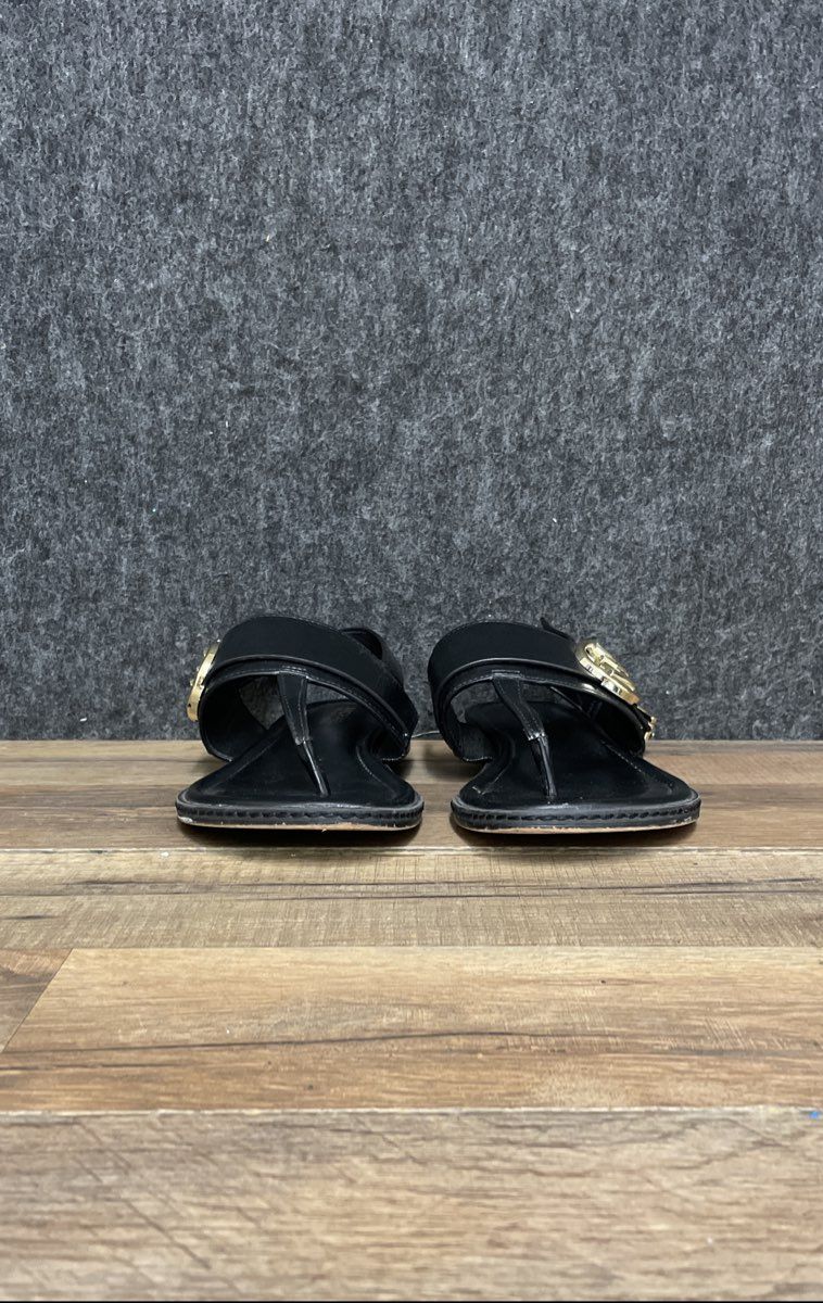 Michael Kors Women's Black Leather Logo Thong Slingback Sandals Size 5 M
