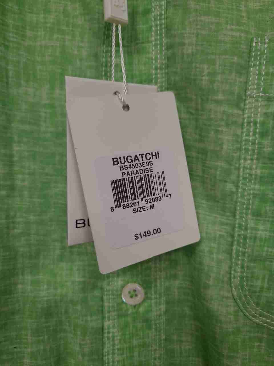 Bugatchi Men's Paradise Green Shaped Fit Cotton Button Down Shirt NWT Sz M