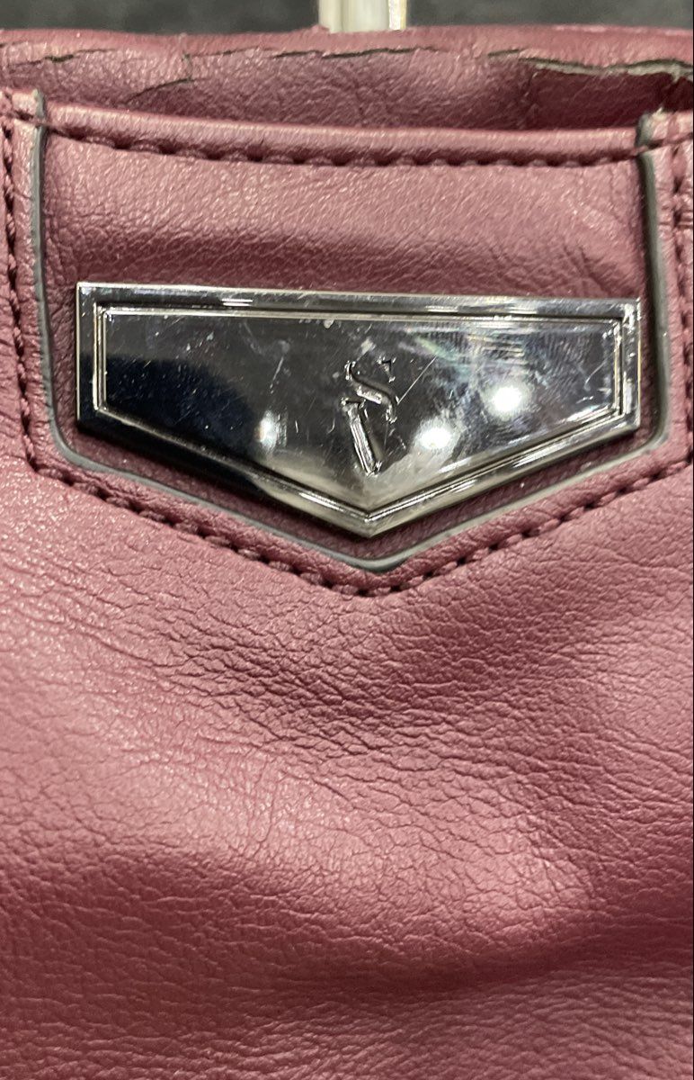 Simply Vera Vera Wang Burgundy Pebbled Faux Leather Satchel Shoulder Crossbody