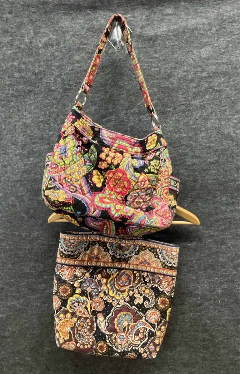Vintage 2000s Vera Bradley Quilted Cotton Floral Paisley Tote & Bag Lot of 2