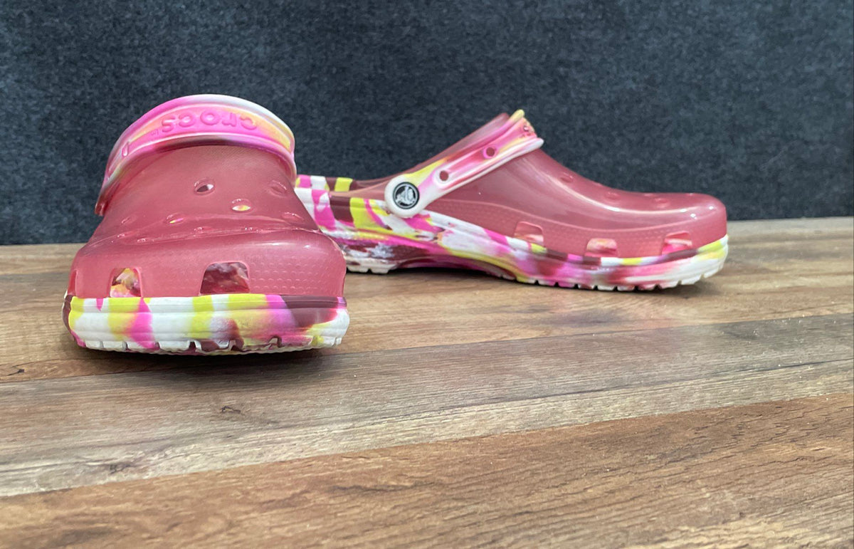 Crocs Classic Translucent Clog Purple Pink Multi-Color Marbled Women's Size 11