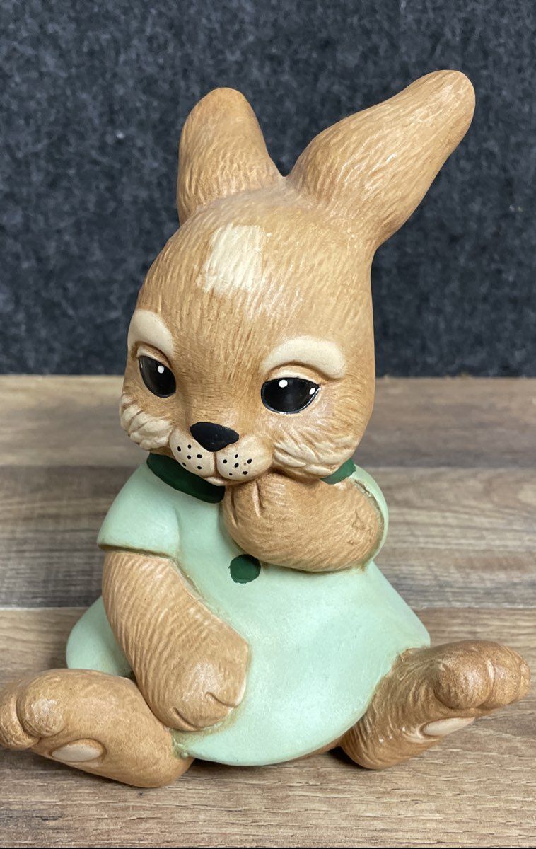 Bunny Rabbit Figurines Lot of 3 Ceramic Bisque Hand Painted Vintage Easter