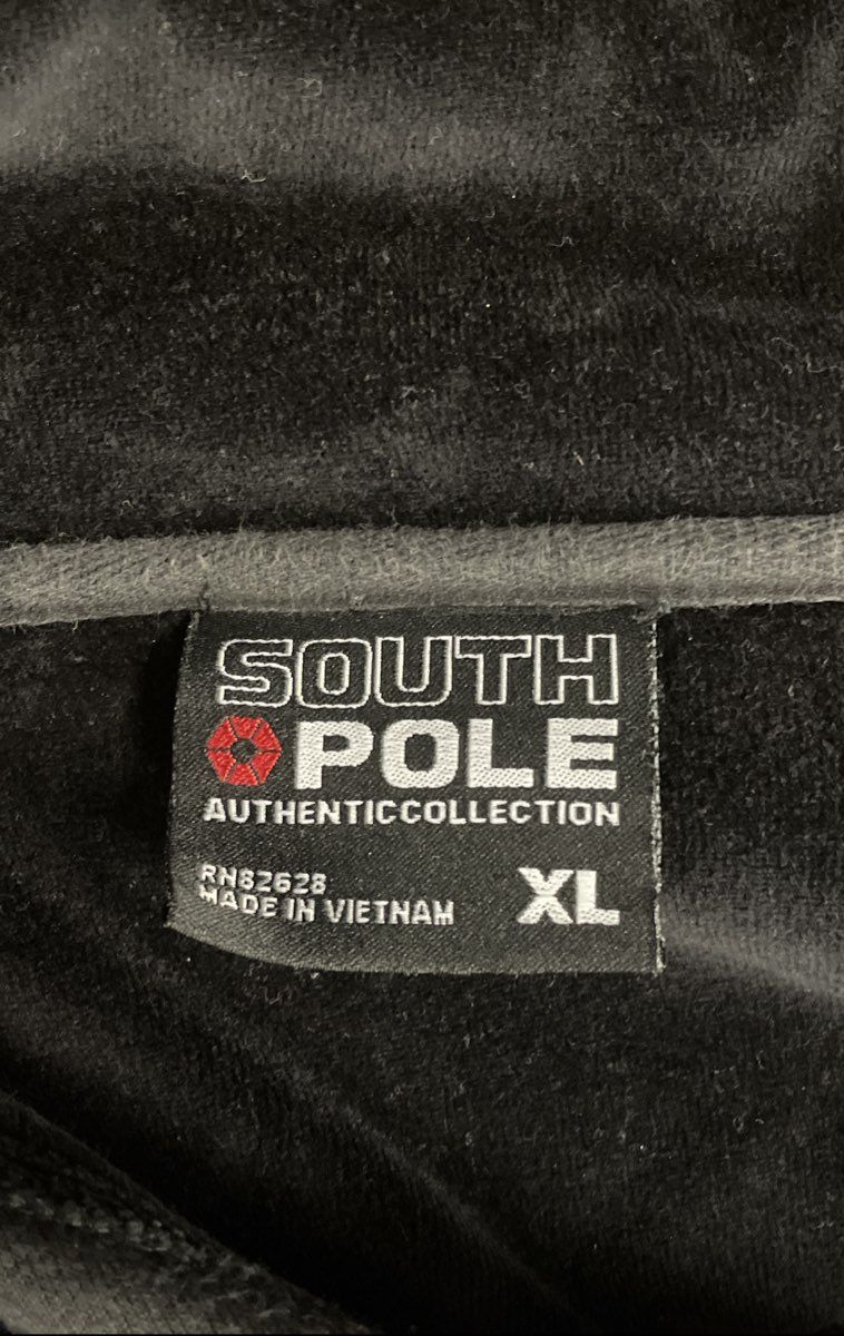 Vintage Y2K South Pole Men's Velour Full Zip Track Jacket Faded Black XL