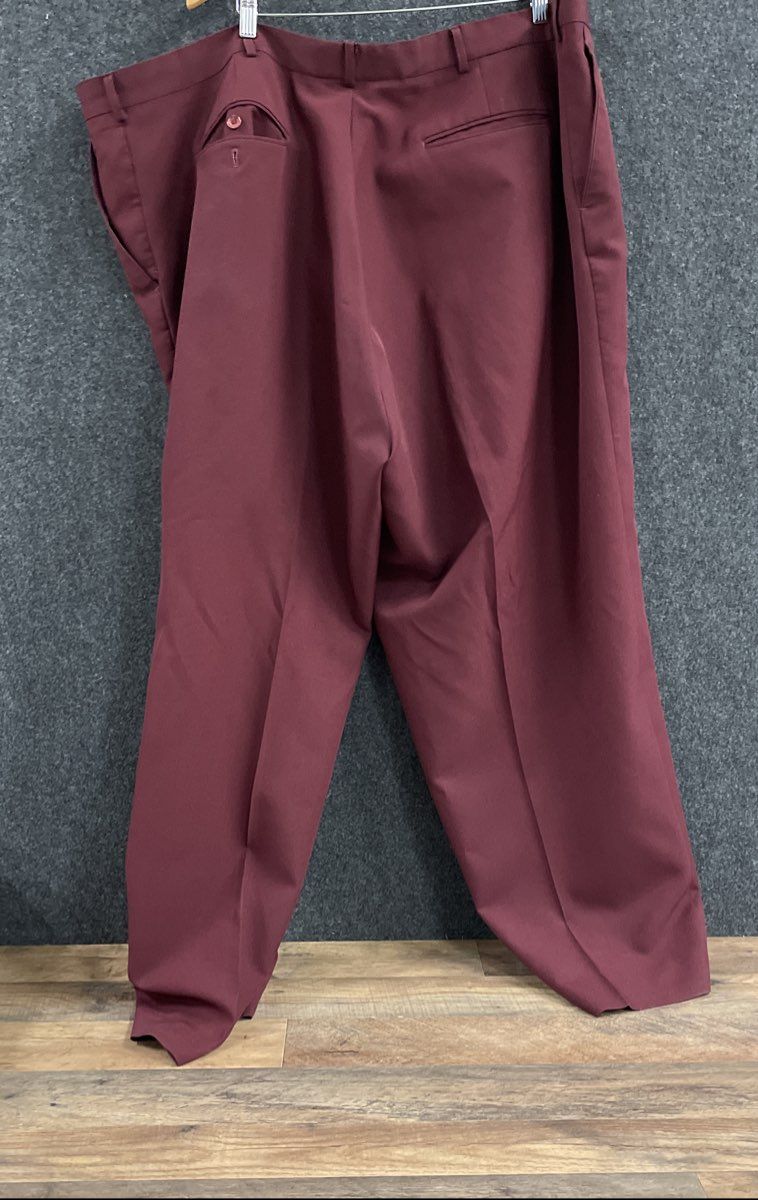 J. Vital Men's Burgundy Pleated Dress Pants Slacks Polyester Big & Tall Sz 58W