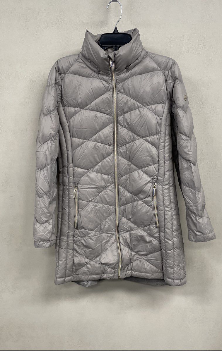 Michael Kors Women's Gray Packable Down Fill Quilted Puffer Jacket Sz L