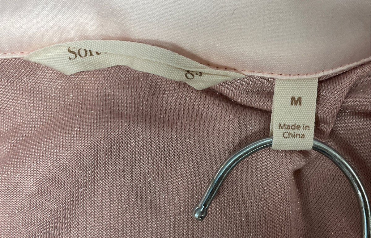 Soft Surroundings Women's Pink Velvet Long Sleeve Tunic Button Down Shirt Sz M