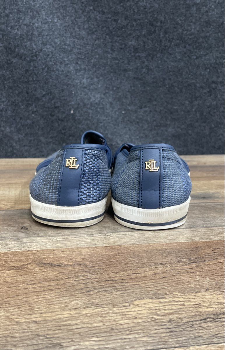 Lauren Ralph Lauren Blue Woven Canvas Slip On Sneakers Women's Size 10