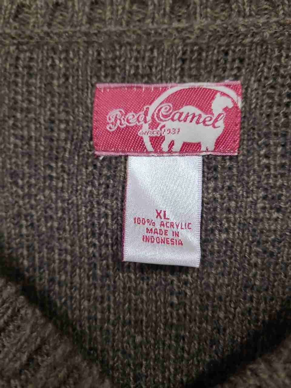 Red Camel Women's Brown Ribbed Knit V-Neck Sweater Size XL