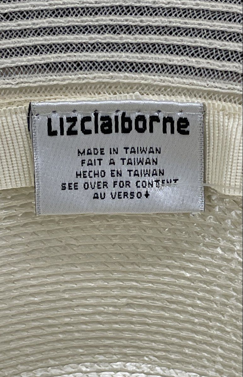 Liz Claiborne Women's Ivory Straw Church Dress Hat Vintage 90s Bow