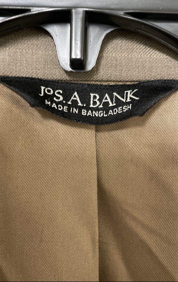 Jos. A. Bank Men's Tan Beige Windowpane Wool Cashmere Blazer Sport Coat Sz 46L