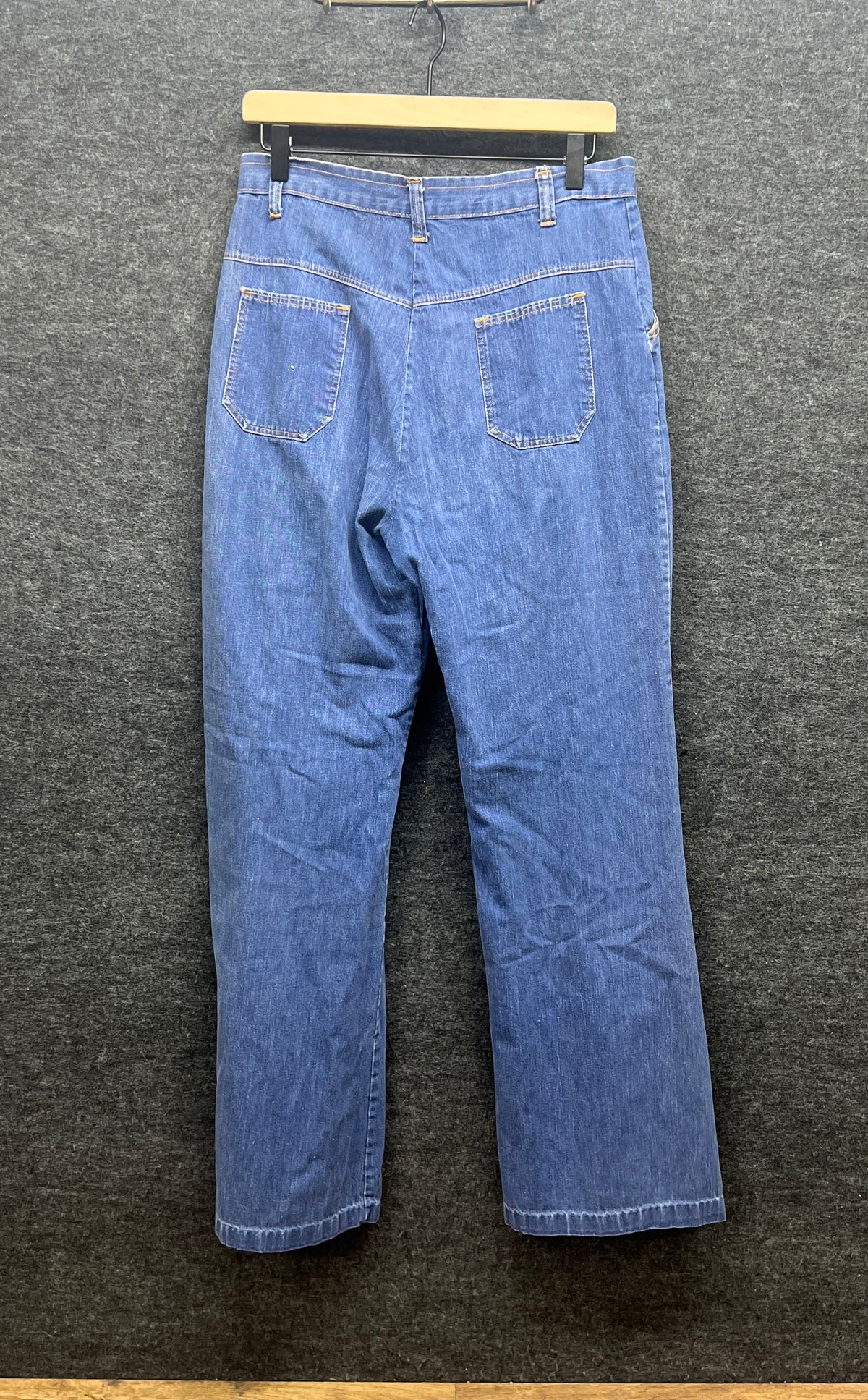 Vintage 70s Women's Blue Denim Wide Leg High Waisted Flare Jeans