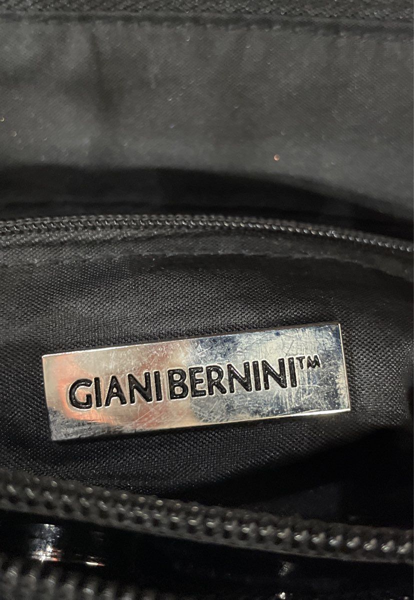Giani Bernini Black Signature Monogram Tote Bag Silver Hardware Shoulder Purse