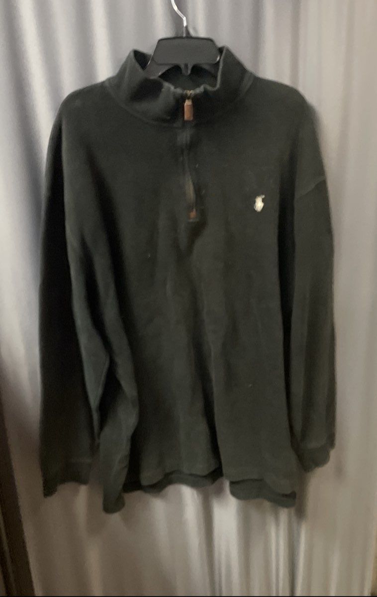 Polo Ralph Lauren Men's Black 1/4 Zip Pullover Mock Neck Pony Logo Sz 2XL Tall