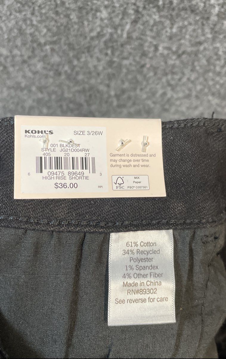 SO Women's High Rise Shortie Distressed Black Denim Shorts Sz 3/26W NWT