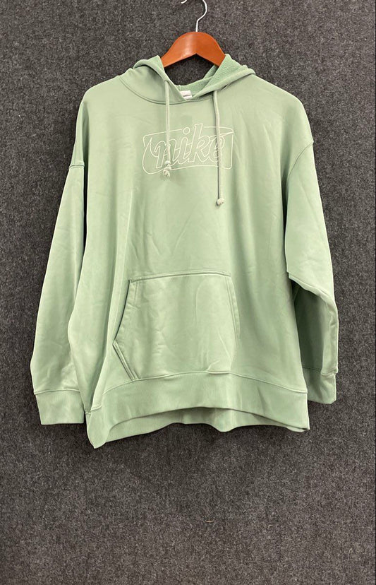 Nike Women's Therma-FIT One Fleece Pullover Hoodie Green Script Graphic Sz XL