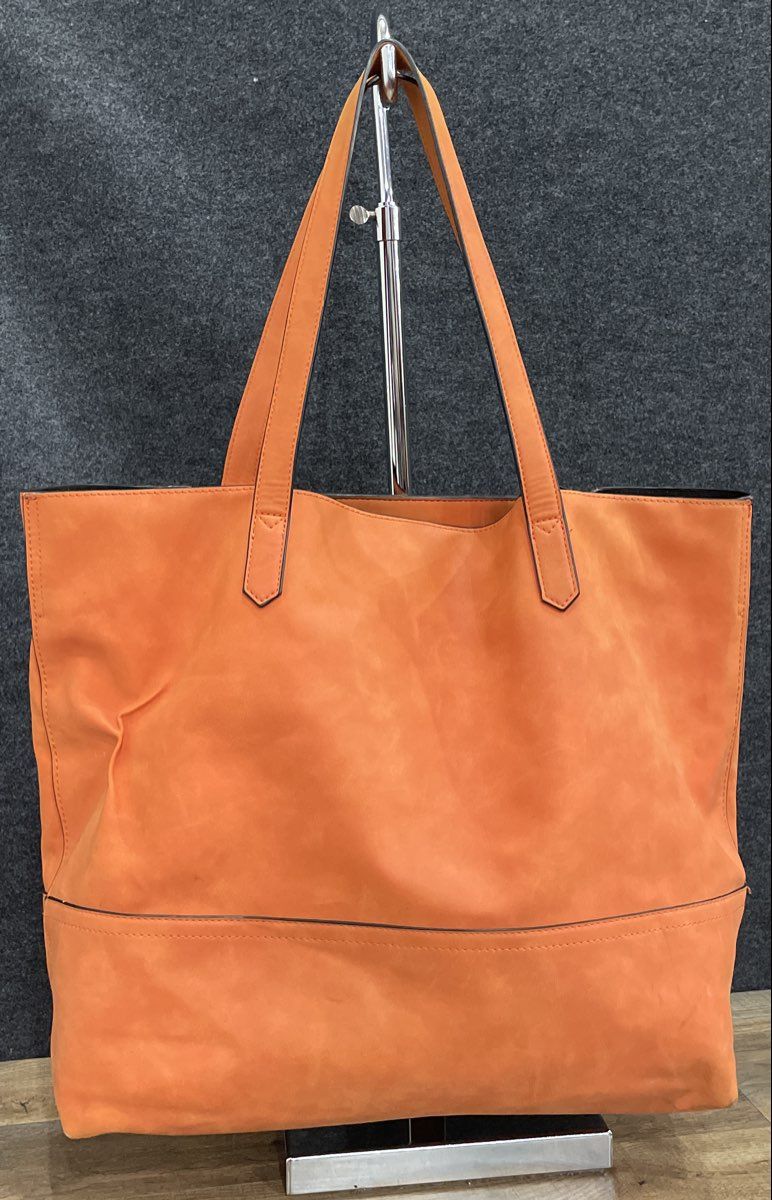K Carroll Orange Leather Large Tote Bag Shoulder Handbag Top Handle