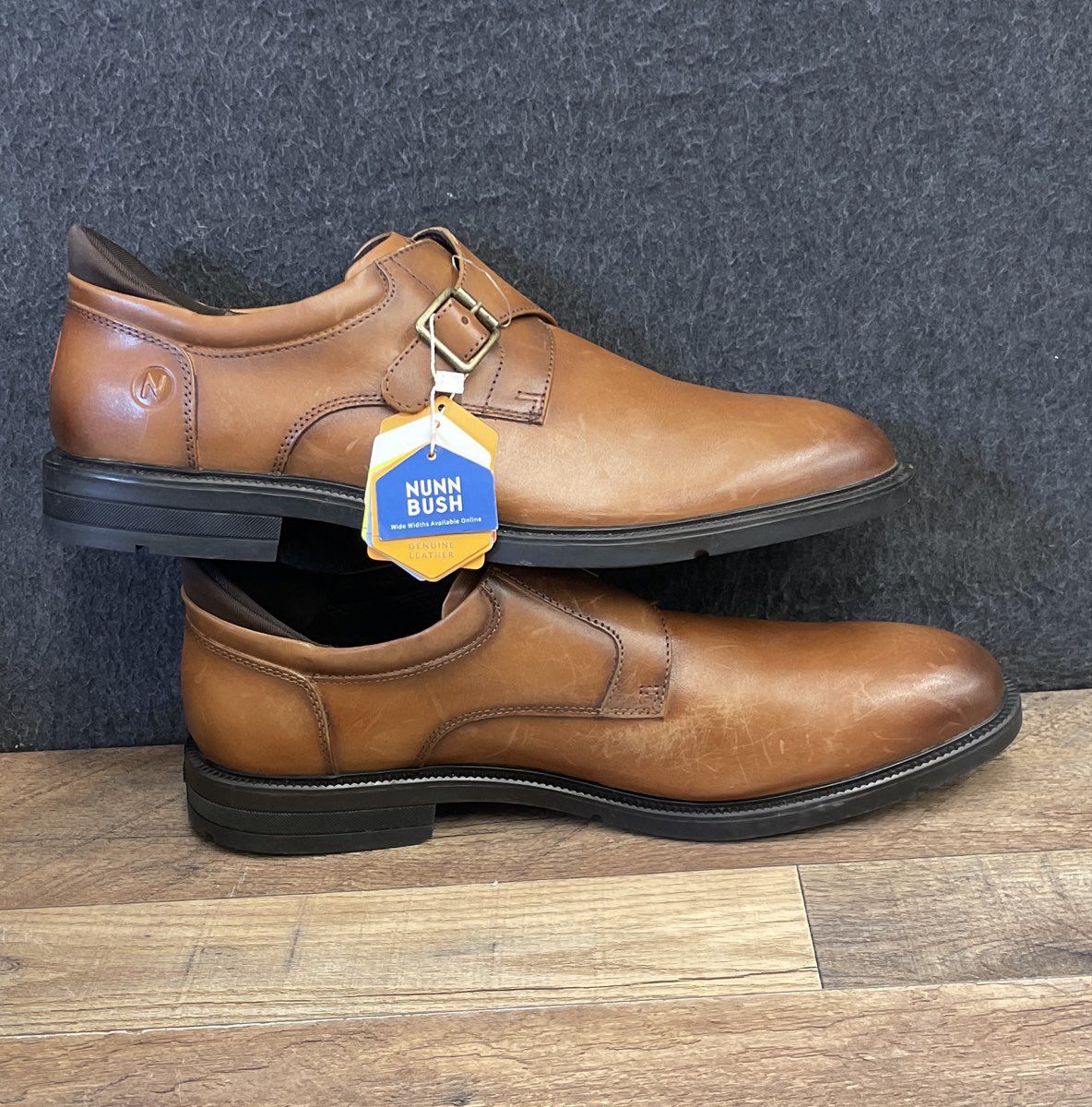 Nunn Bush Kore Tan Leather Single Monk Strap Dress Shoes Men's Size 11 XW
