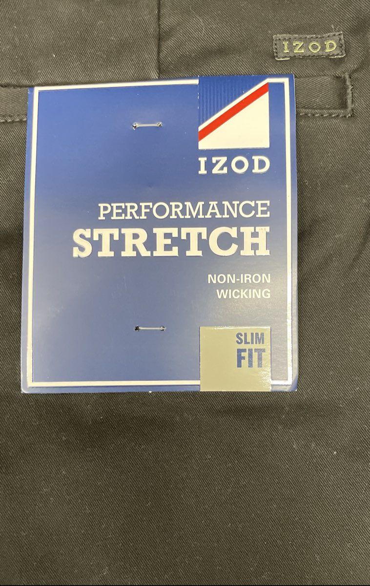 IZOD Men's Black Slim Fit SportFlex Performance Stretch Pant 36x30 NWT