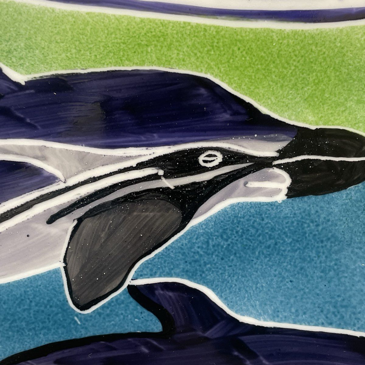 Art From Africa Hand Painted Dolphin Plate by Jill Vitrified Hotelware 12.5"