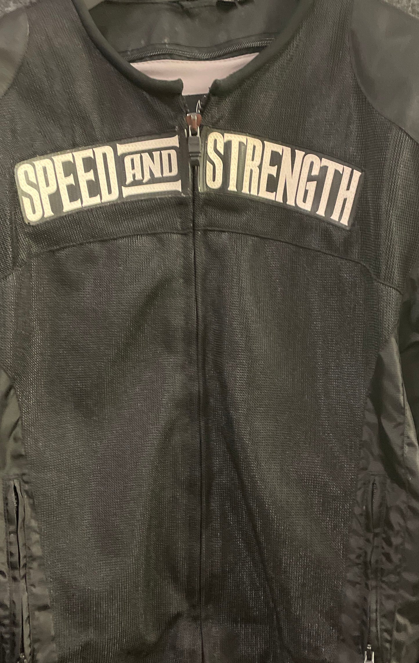 Speed & Strength Men's Black Mesh Textile Full Zip Motorcycle Jacket Sz XL