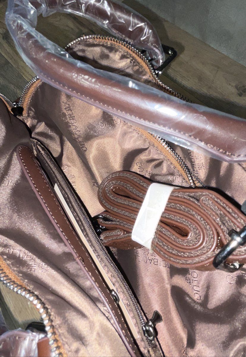 Xidibaoluo Tan Vegan Leather Satchel Shoulder Bag New With Dust Bag