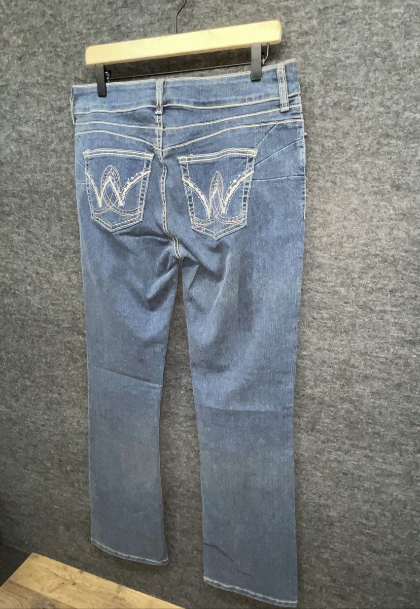 Wrangler Women's Blue Aura Bootcut Embroidered Pocket Jeans Sz 11/12x34