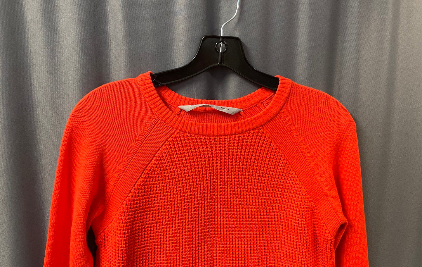 Athleta Women's Orange Textured Knit Side Zip Crewneck Pullover Sweater Sz XXS