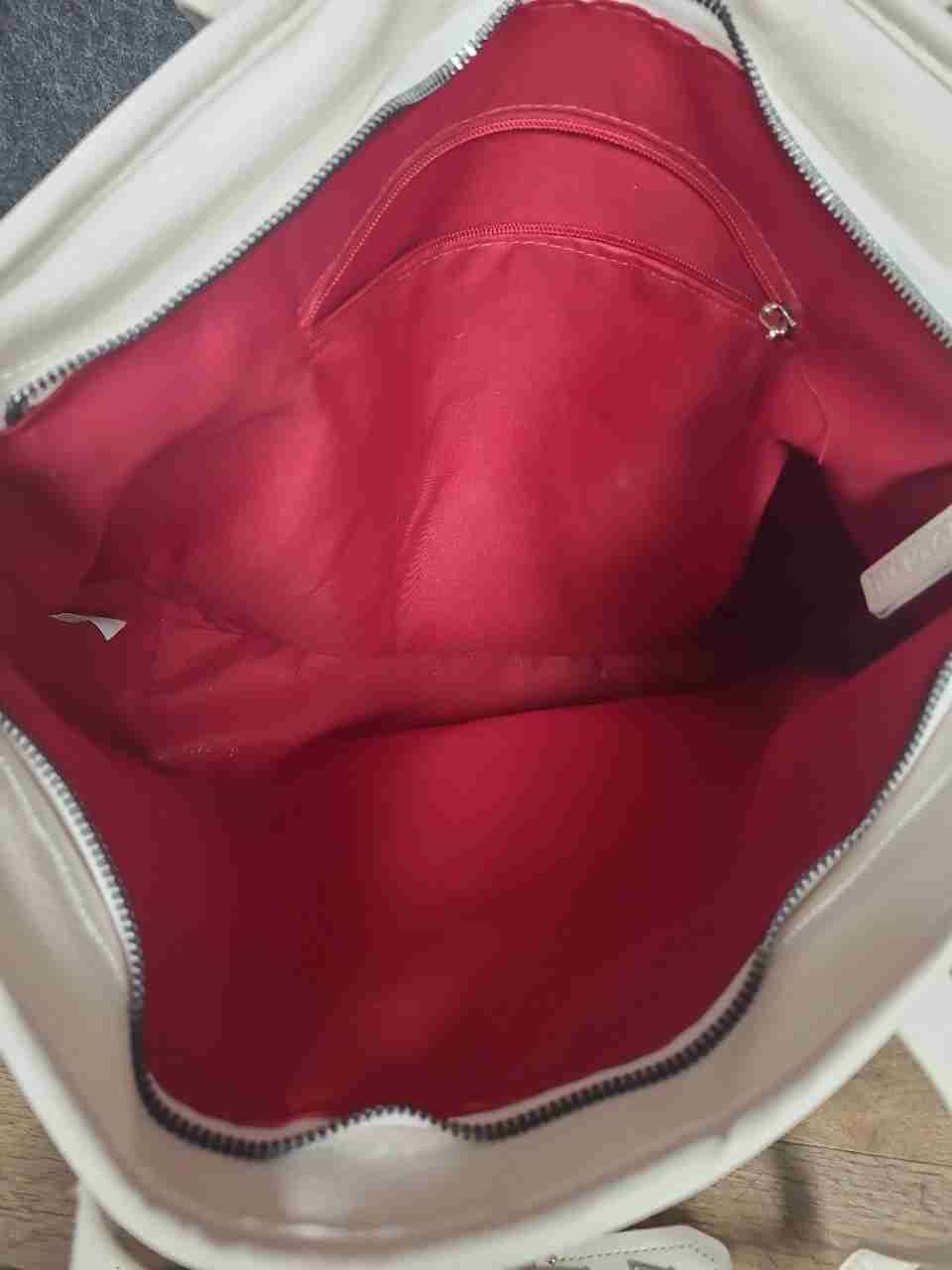 U.S. Polo Assn. White Checkered Monogram Tote Bag Large Red Interior