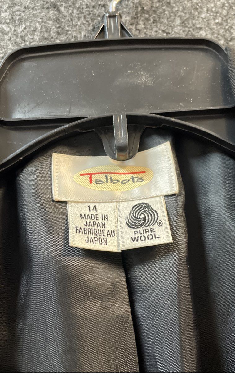 Vintage 90s Talbots Women's Black Double Breasted Wool Blazer Japan Sz 14