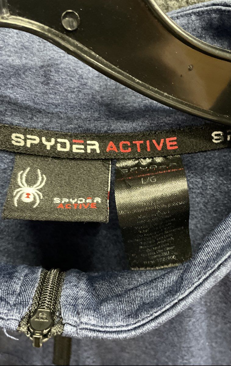 Spyder Men's Blue Quarter Zip Activewear Pullover Mock Neck Long Sleeve Sz L