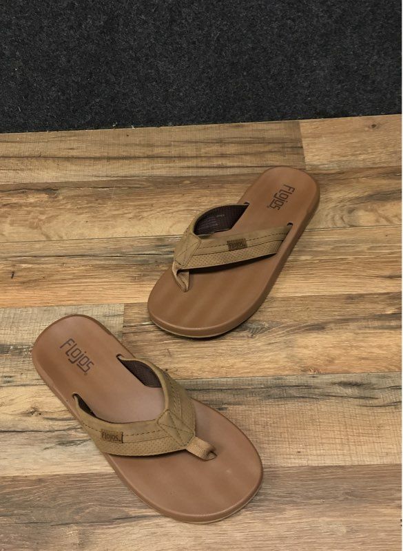 Flojos Tan Brown Thong Flip Flop Sandals Men's Size 9