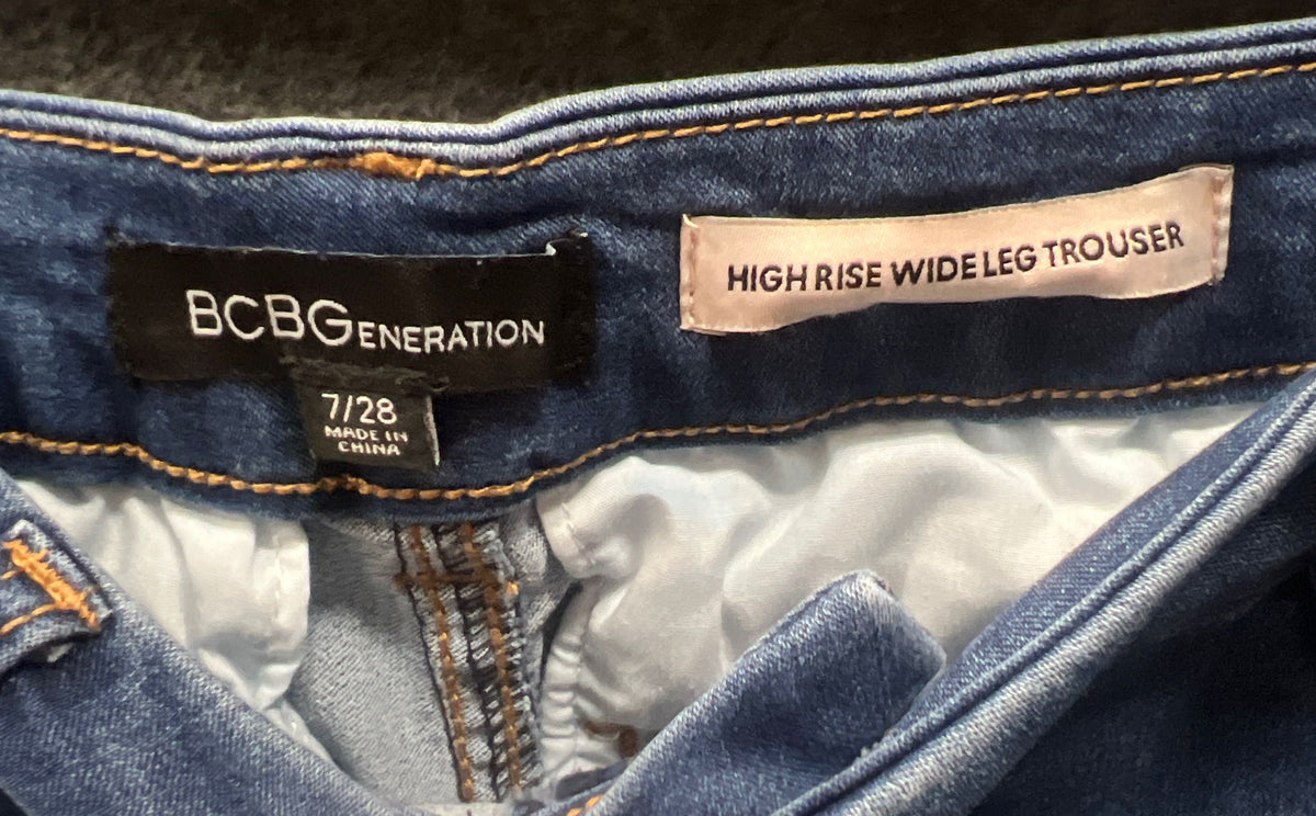 BCBGeneration Women's Blue High Rise Wide Leg Trouser Jeans Size 7/28
