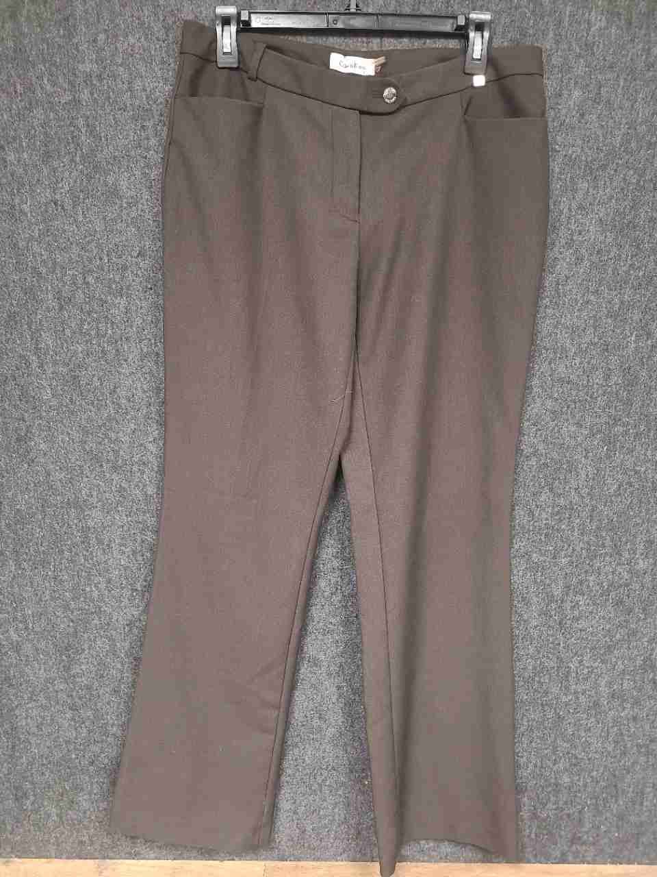 Calvin Klein Women's Brown Stretch Straight Leg Dress Pants Trousers Sz 8