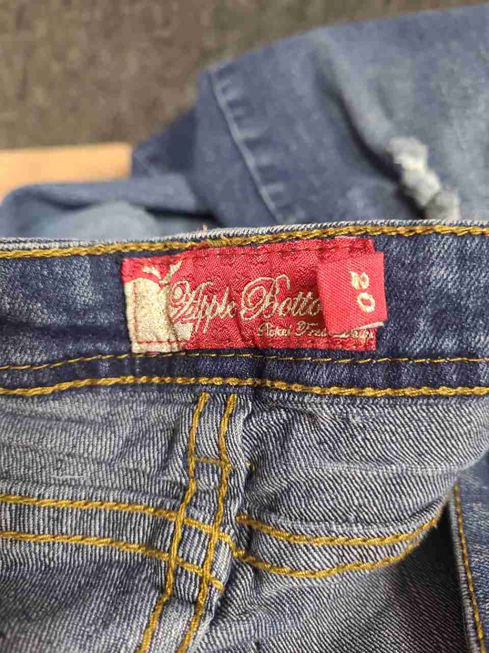 Apple Bottoms Women's Vintage Y2K Blue Distressed Embroidered Jeans Size 20