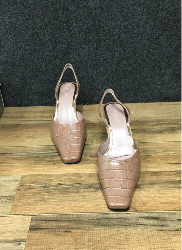 Liz Claiborne Flex Taupe Croc Embossed Slingback Kitten Heel Pumps Size 8M