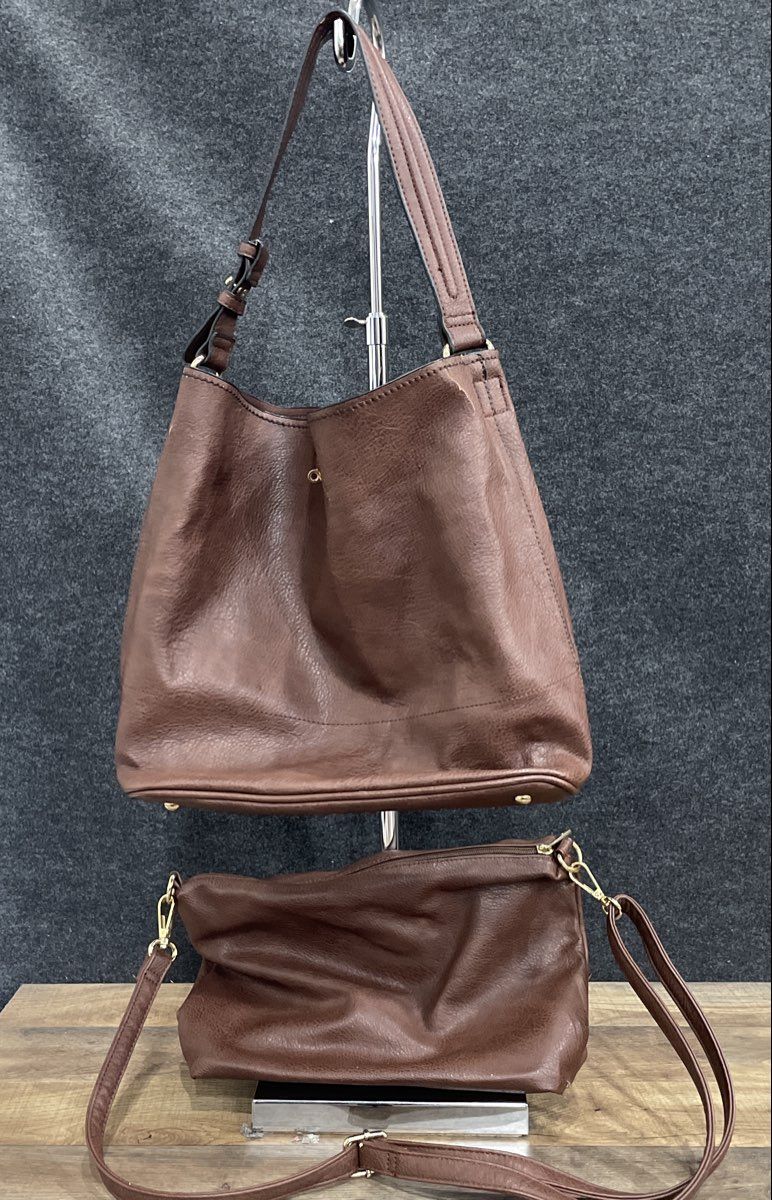Unbranded Maroon Leather Tote Shoulder Bag and Crossbody Bag Lot of 2