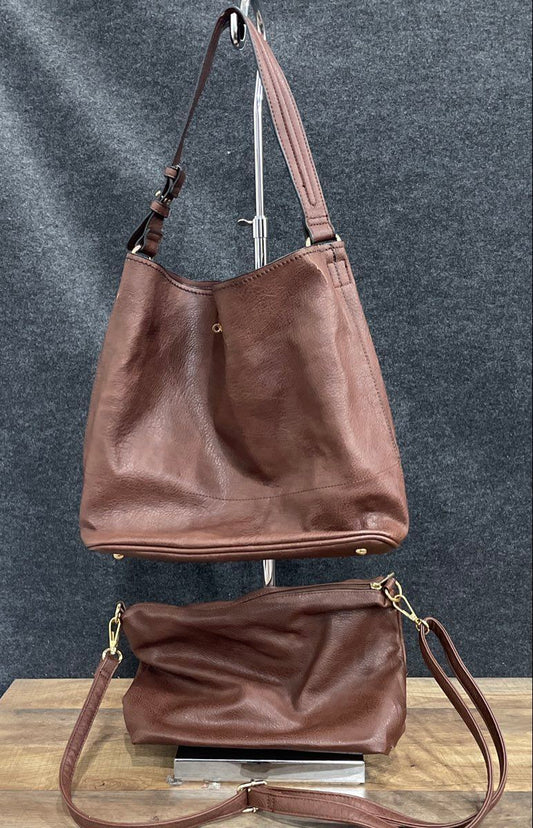 Unbranded Maroon Leather Tote Shoulder Bag and Crossbody Bag Lot of 2