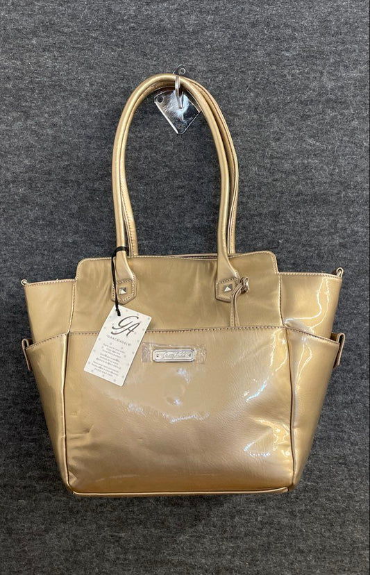 Grace Adele Metallic Gold Faux Leather Tote Bag Handbag NWT