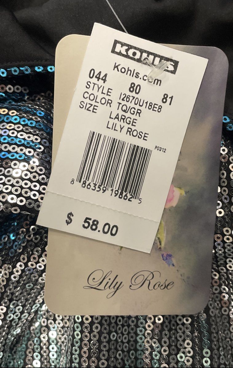 Lily Rose Women's Blue Silver Sequined Ombre V-Neck Mini Dress Sz L NWT