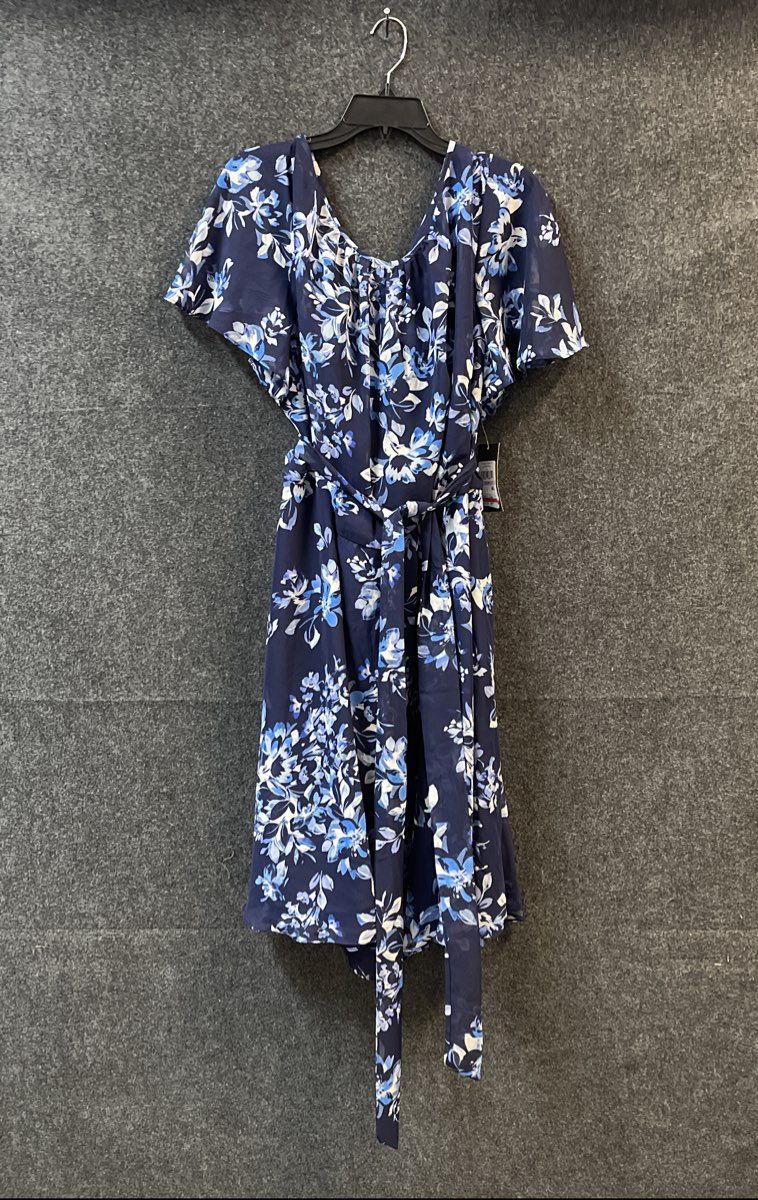Jessica Howard Women's Floral Midi Dress Blue Flutter Sleeve NWT Size 22W