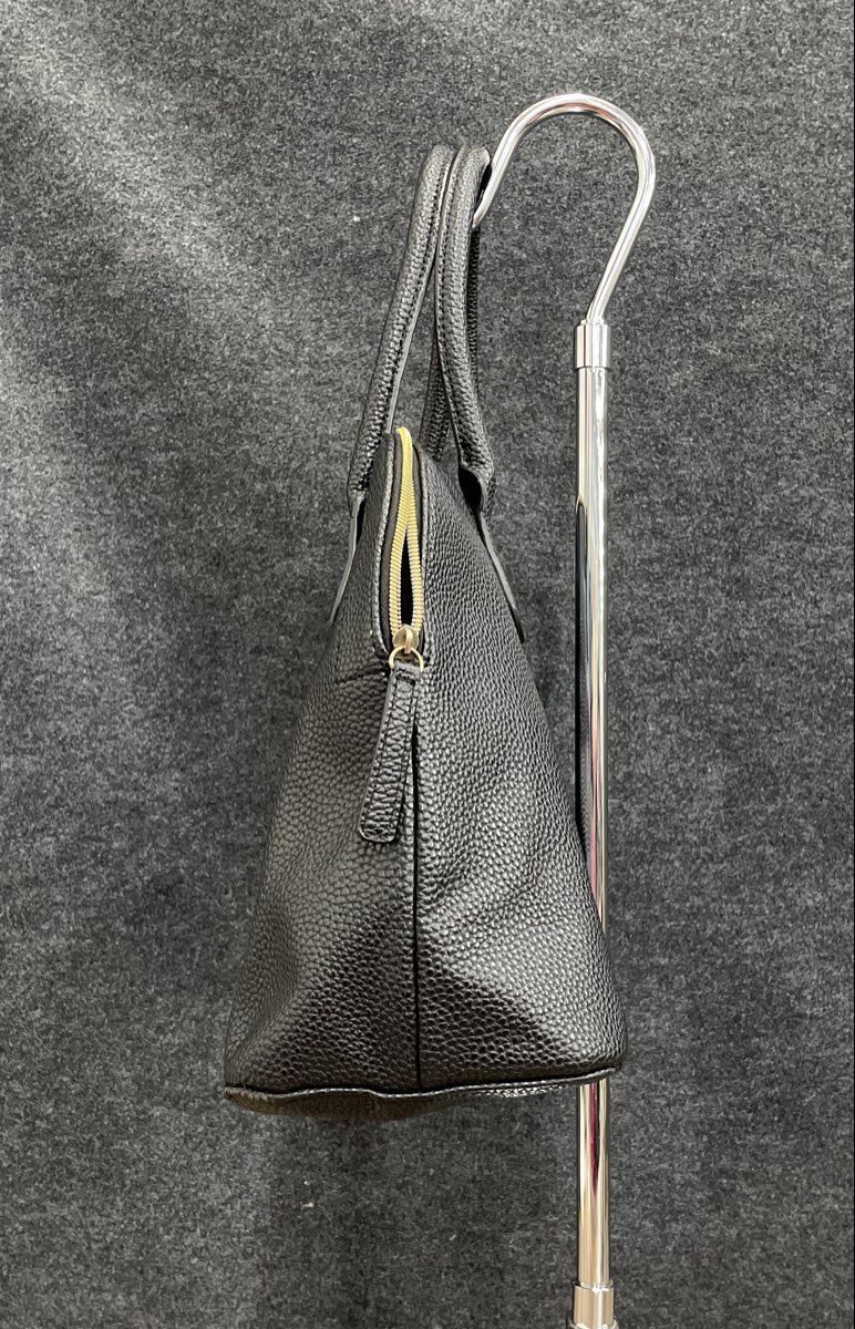 Kenneth Cole Reaction Black Pebbled Faux Leather Tassel Dome Satchel Bag