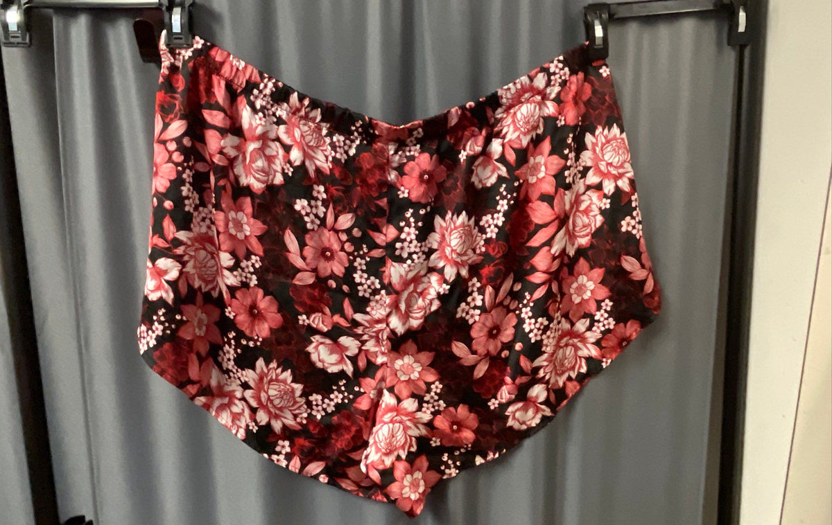 Adore Me Women's Pajama Set Red Floral Satin Lace Trim Camisole Shorts Sz 2X