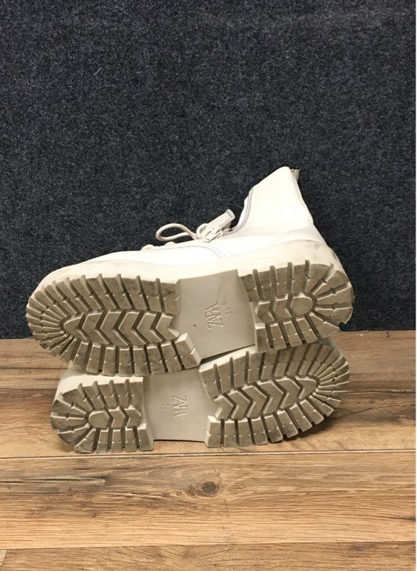 Zara Wednesday Nevermore Academy Cream Platform Combat Boots Size 36