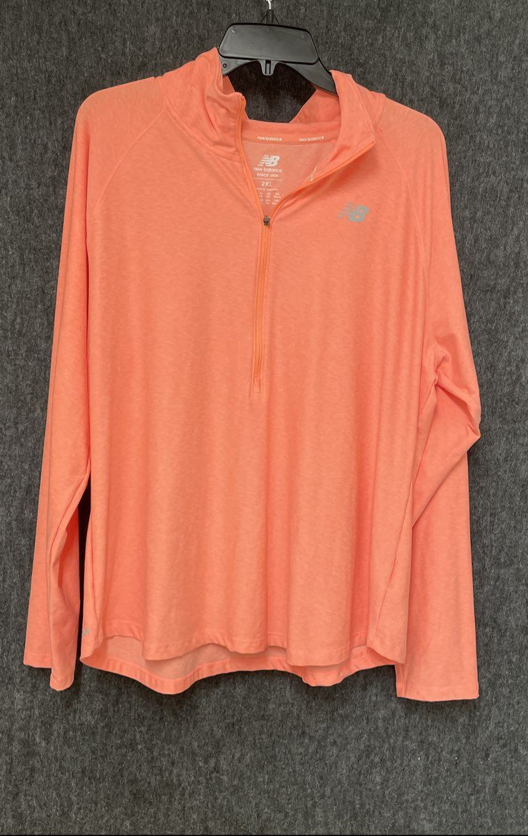 New Balance Women's NB Dry 1/4 Zip Pullover Peach Orange Heathered Athletic 2XL