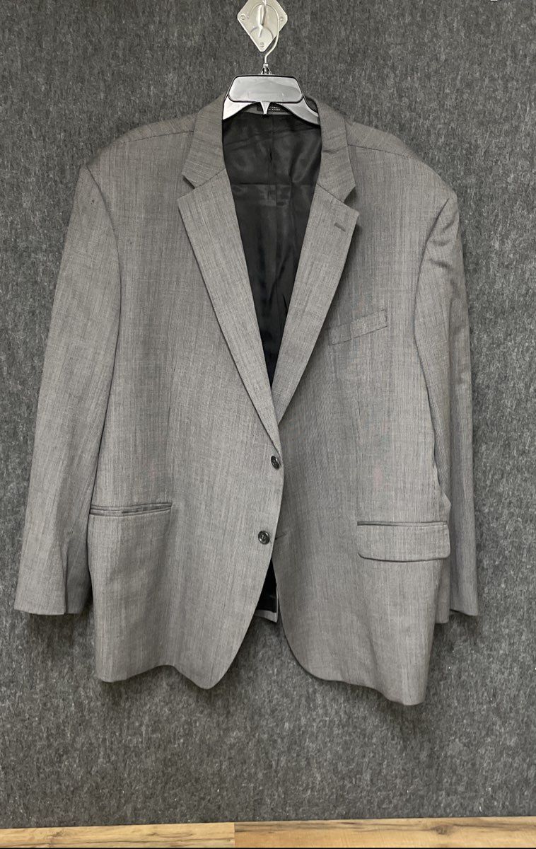 Jones New York Men's Gray 100% Wool 2-Button Micro Pattern Blazer Sz 56R