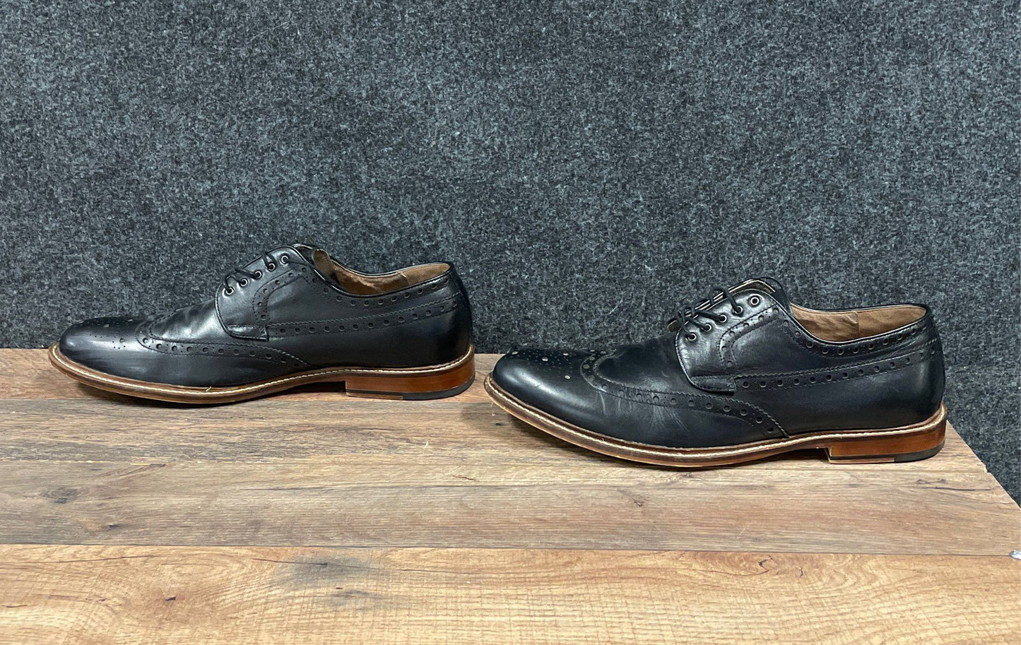 Ashton Grey Abbey Black Leather Wingtip Brogue Derby Shoes Men's Size 13