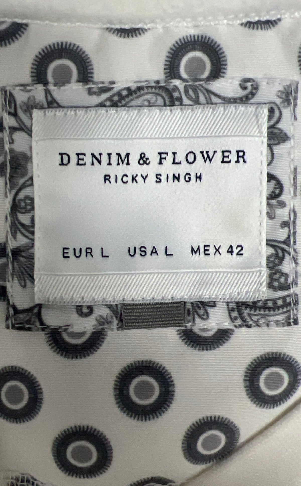 Denim & Flower Ricky Singh Men's White Gray Colorblock T-shirt Sz L