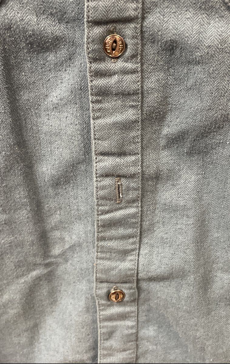 Kuhl Men's Teal Herringbone LS Button Down Cotton Linen Blend Shirt L