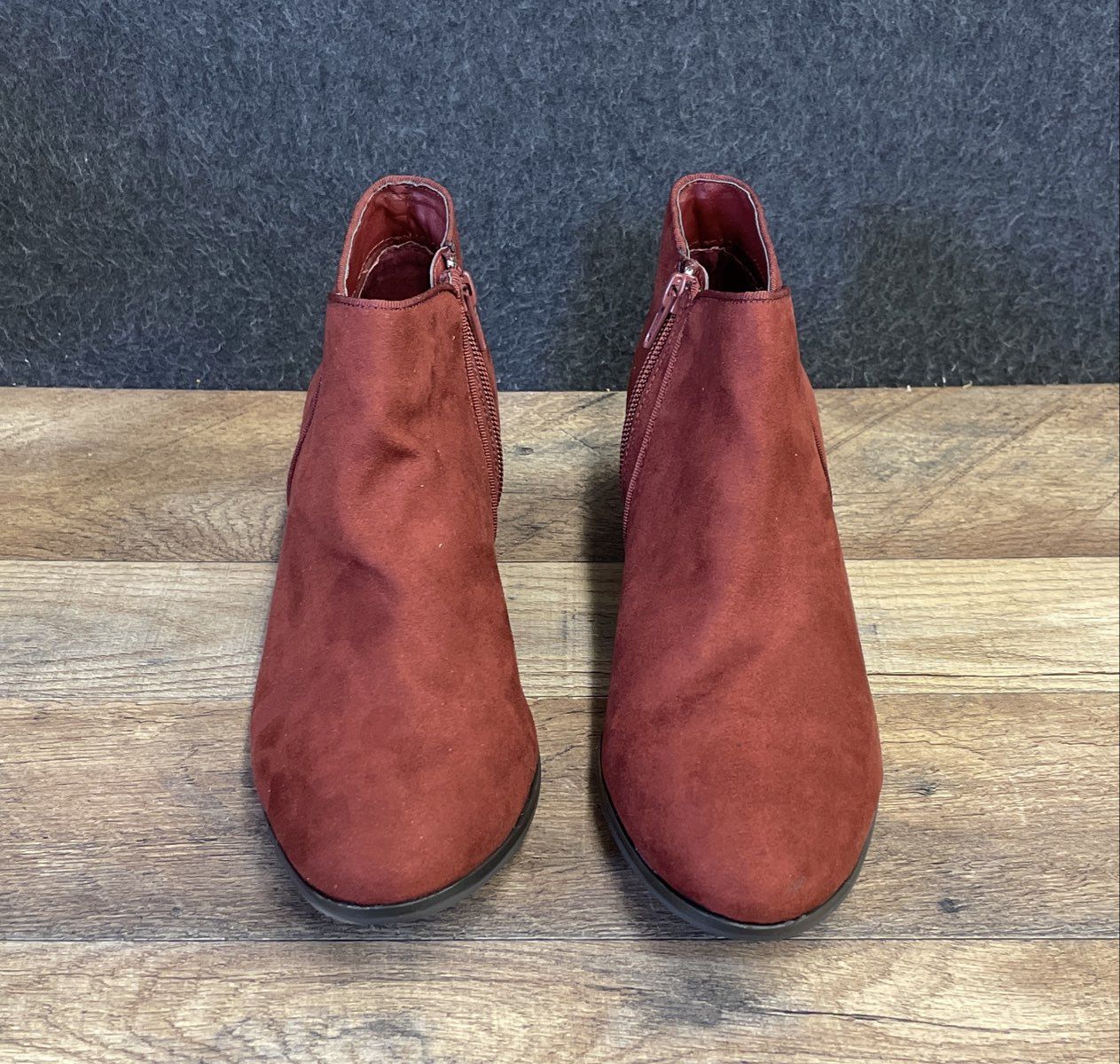 Style & Co Wileyyf1 Auburn Red Faux Suede Ankle Boots Booties Size 9 M